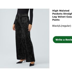 HALARA Black Wide Leg Velvet Pants